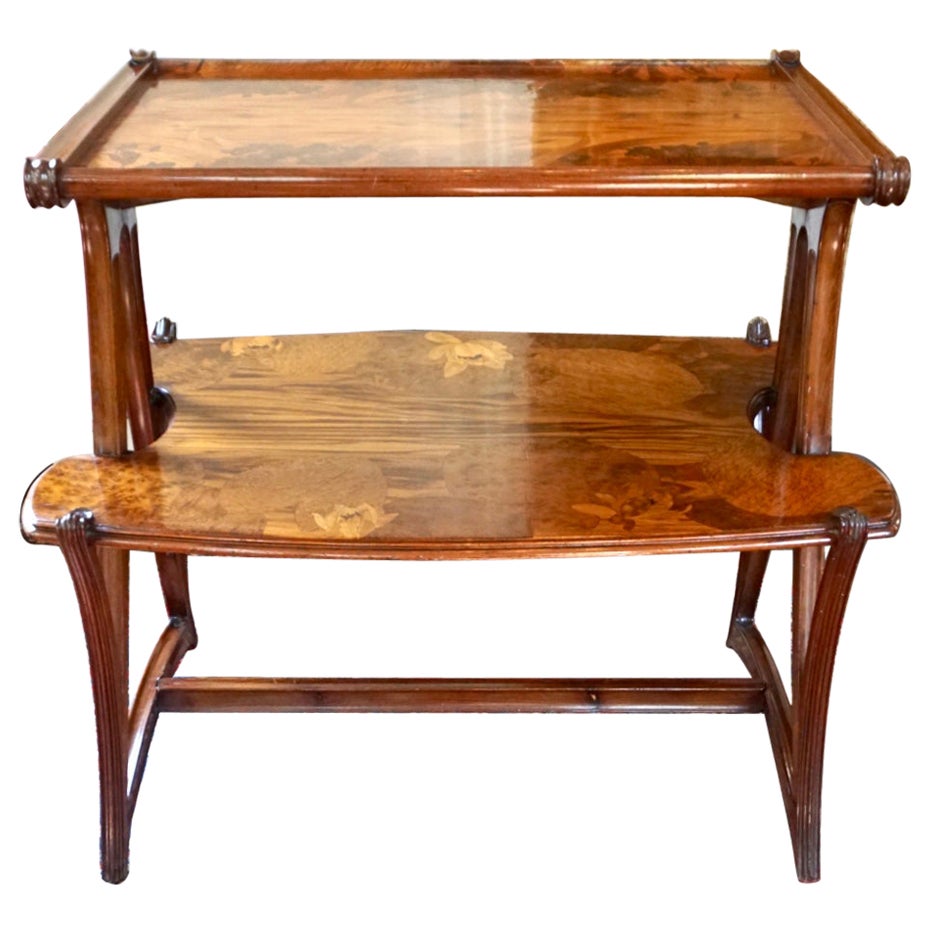 Louis Majorelle Two Tier Marquetry Table For Sale