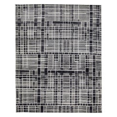 Modern Abstract Wool Rug Handmade Moroccan Style In Gray