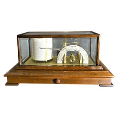 Vintage Polished Oak Barograph and Barometer by Negretti & Zambra, London