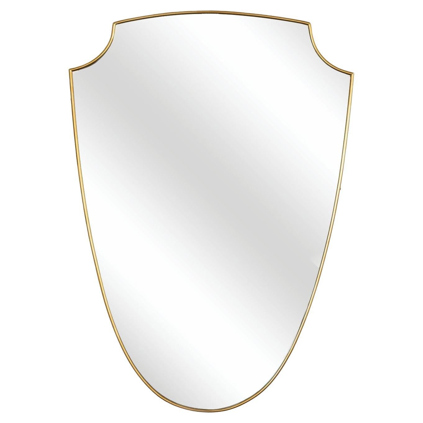 Large Italian Brass Shield Mirror