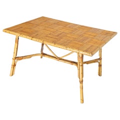 Retro French Rattan Dining Table by Audoux Minet