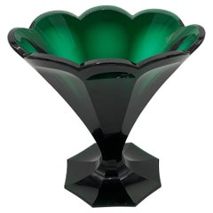 Used 19th Century Biedermeier Emerald Cut Crystal Oval Octagonal Vase 