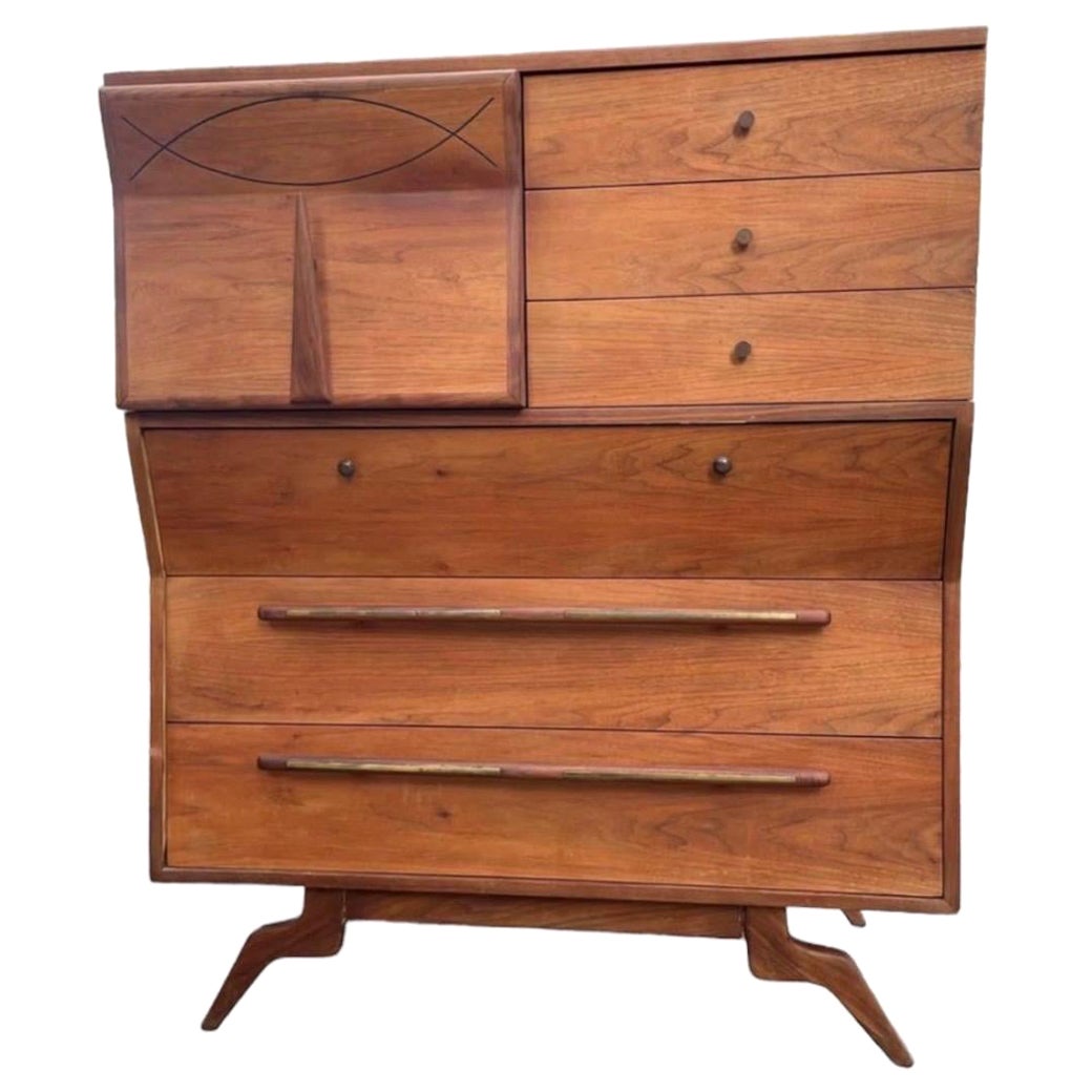 Vintage Mid Century Modern Dresser by John Cameron Custom Made Wood  For Sale