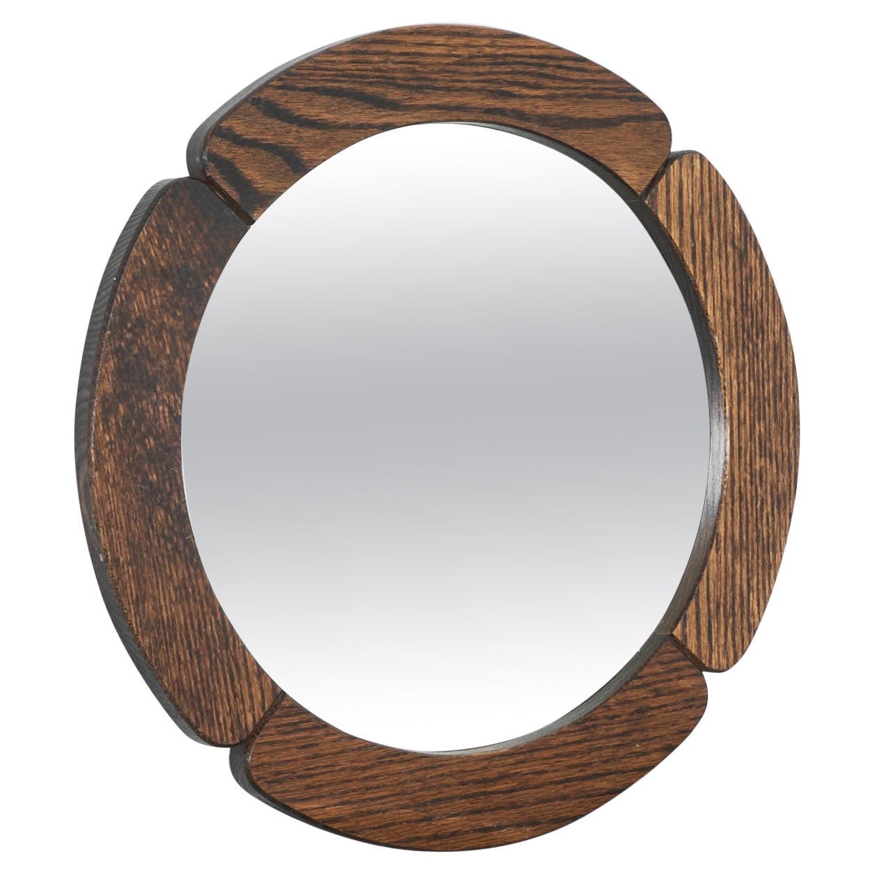 'Cloverleaf' Mirror in Solid Oak 1970s