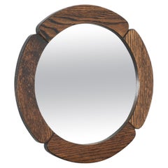 Retro 'Cloverleaf' Mirror in Solid Oak 1970s