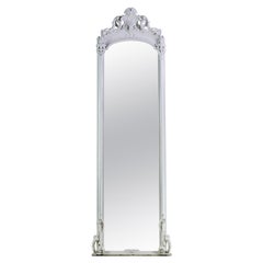 Antique Pier Mirror with Ornately Carved Pine Frame