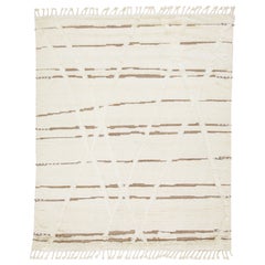 Organic Ivory Moroccan Style Modern Wool Rug With Tribal Motif