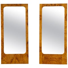 Pair Burl Wood Mirrors - Roland Carter for Lane - Midcentury After Milo Baughman