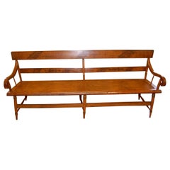 American Mid 19th Century Long Bench with Original Grain Painting and Stenciling