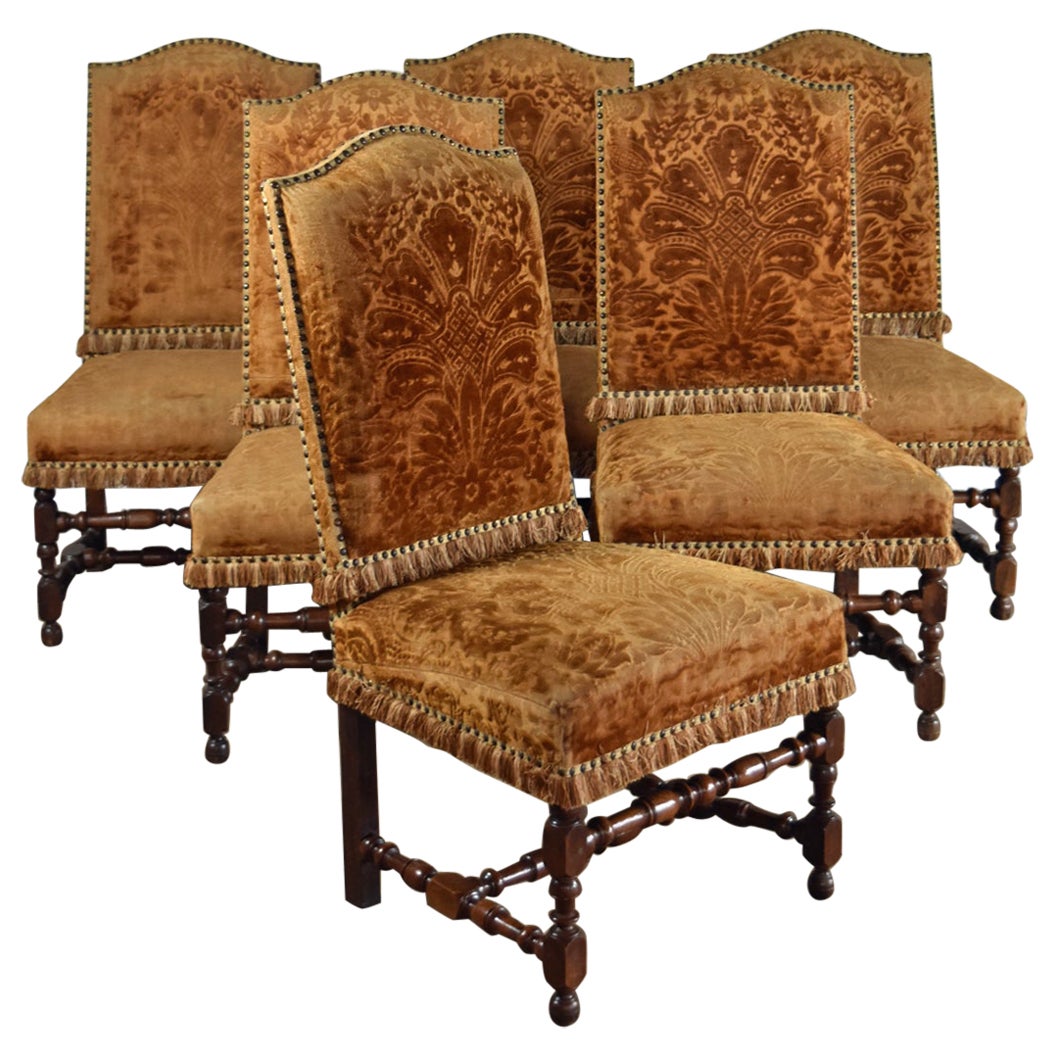 Harlequin Set of 12 French Louis XIII 17th Century Walnut Side Chairs