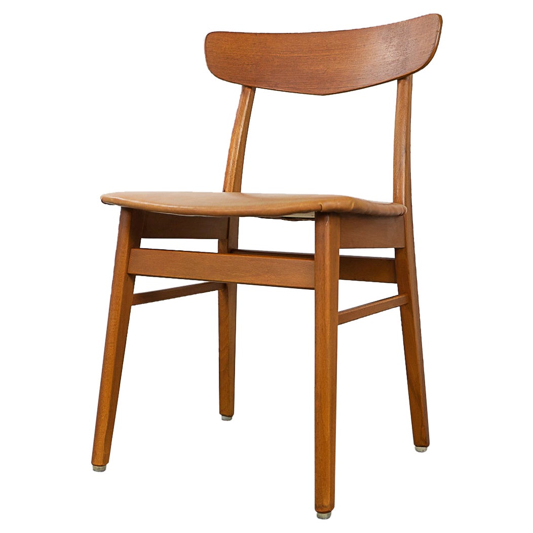 Single Danish Teak & Beech Dining Chair For Sale