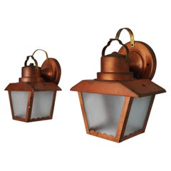 Vintage Cute pair of 1940's copper/brass  outdoor sconces