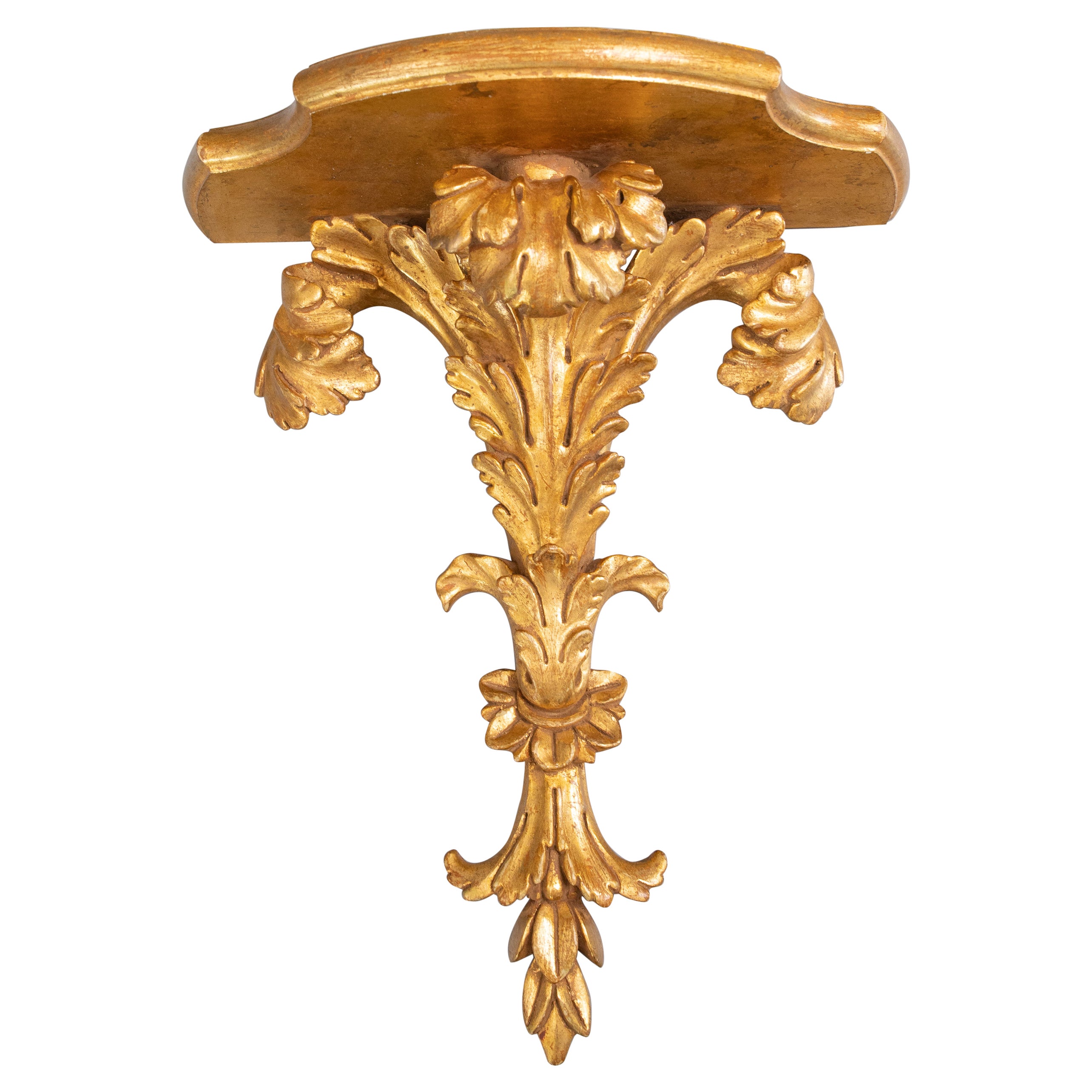 Large Mid-20th Century Italian Neoclassical Carved Giltwood Wall Bracket Shelf