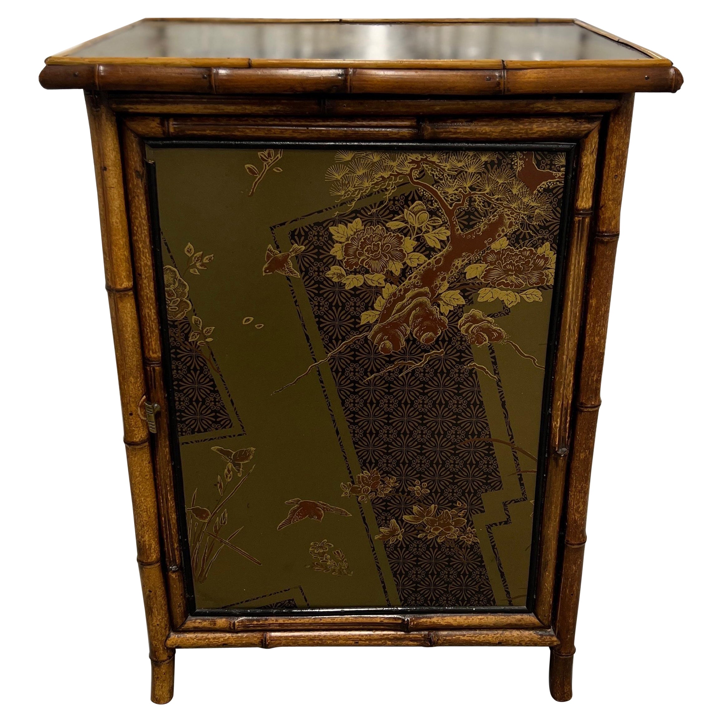 19th Century English Aesthetic Movement Japanned Bamboo Cabinet For Sale