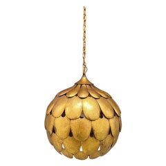 Lampe à suspension vintage Feldman en forme de dragon, faux doré, style Salvadori, milieu du siècle dernier