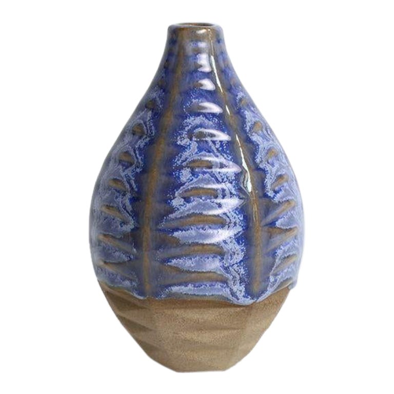 Basalt Handcrafted Vase in Coral Blue For Sale
