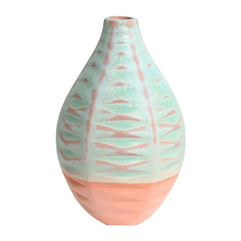 Basalt Handcrafted Vase  in Strawberry Pistachio For Sale