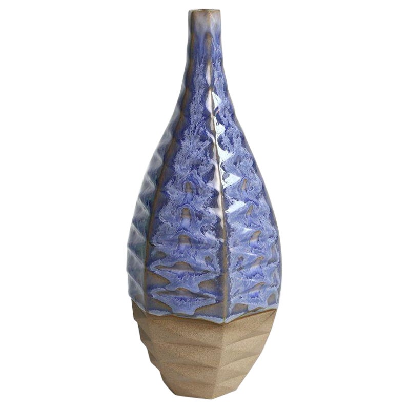 Bottle Patterned Vessel in Coral Blue For Sale