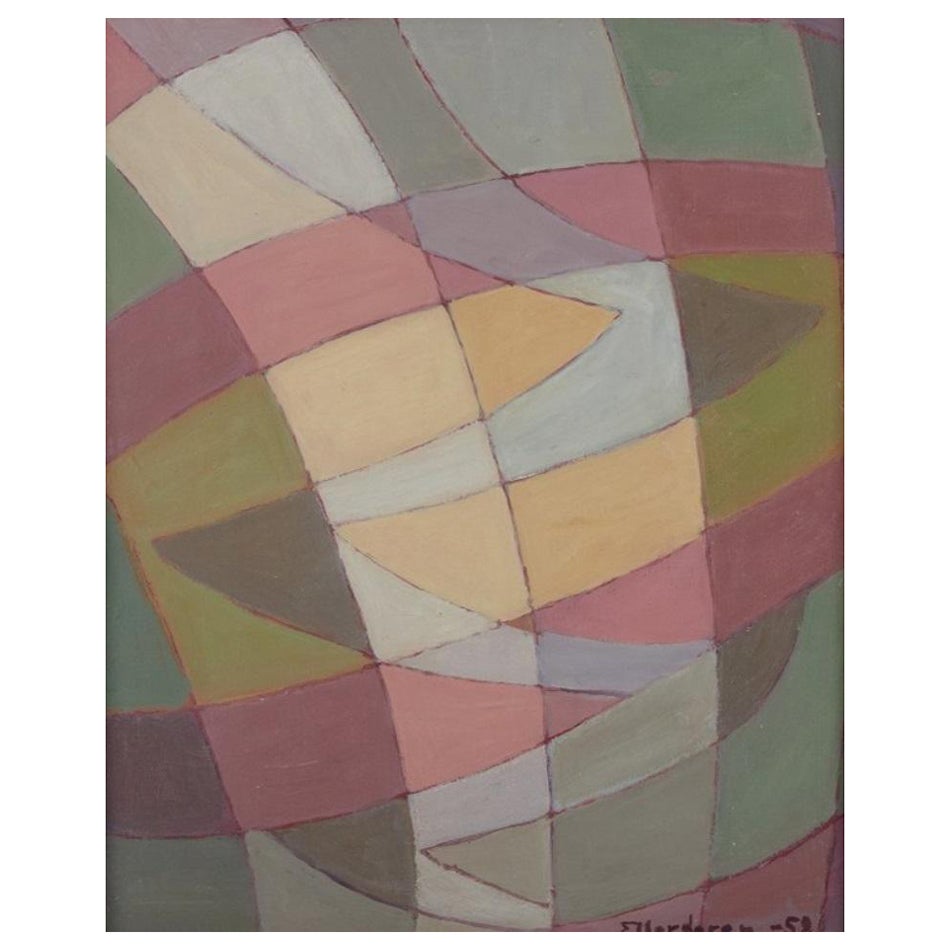 Ellerdaren, artista svedese. Composizione astratta. Olio su lastra. 1958