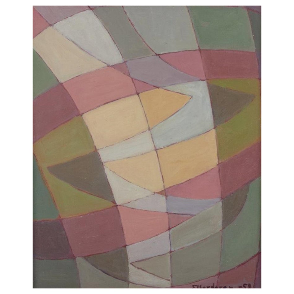 Ellerdaren, Swedish artist. Abstract composition. Oil on plate. 1958 For Sale