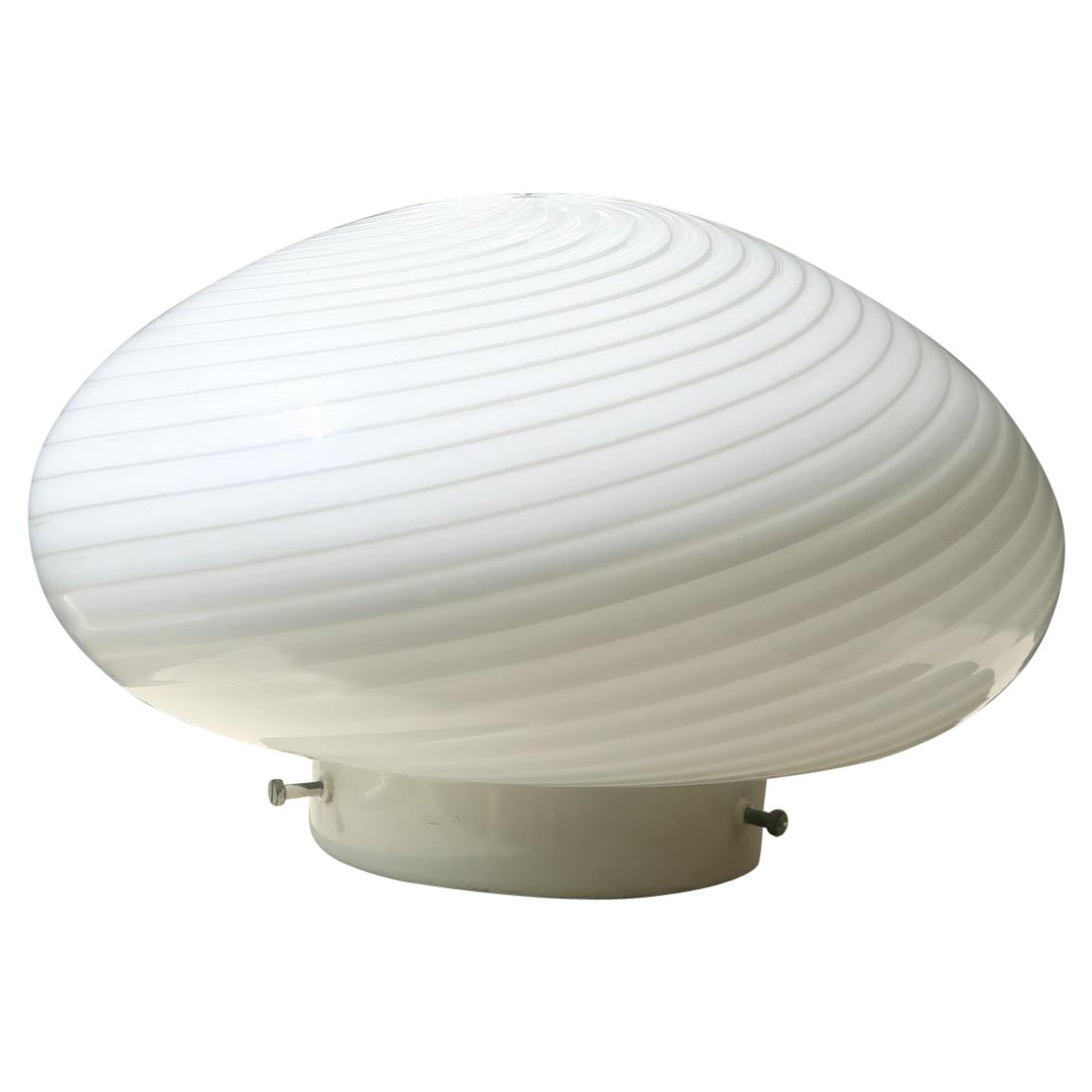 Italian Vintage Murano 1970s Flush Mount Wall Ceiling Lamp in White