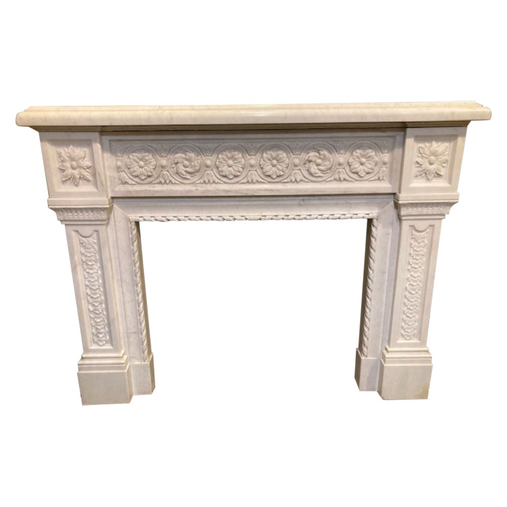 19th Century White Marble Fireplace