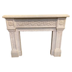 Antique 19th Century White Marble Fireplace