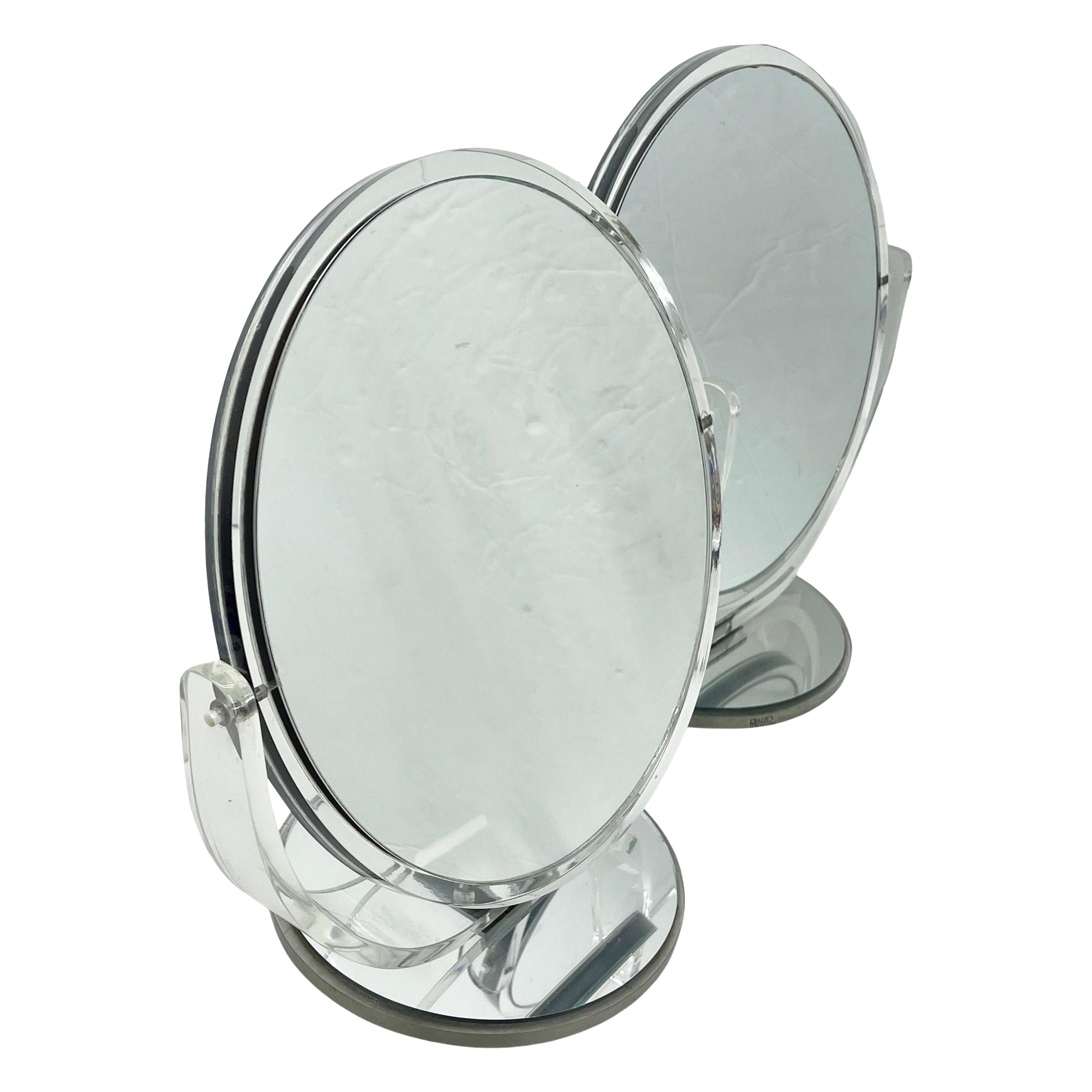 Two Mid-Century Two-Sided Lucite Vanity Table Mirrors For Sale