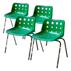 Set of 4 Stackable Green Polo Chairs by Robin Day for Hille, 1980s