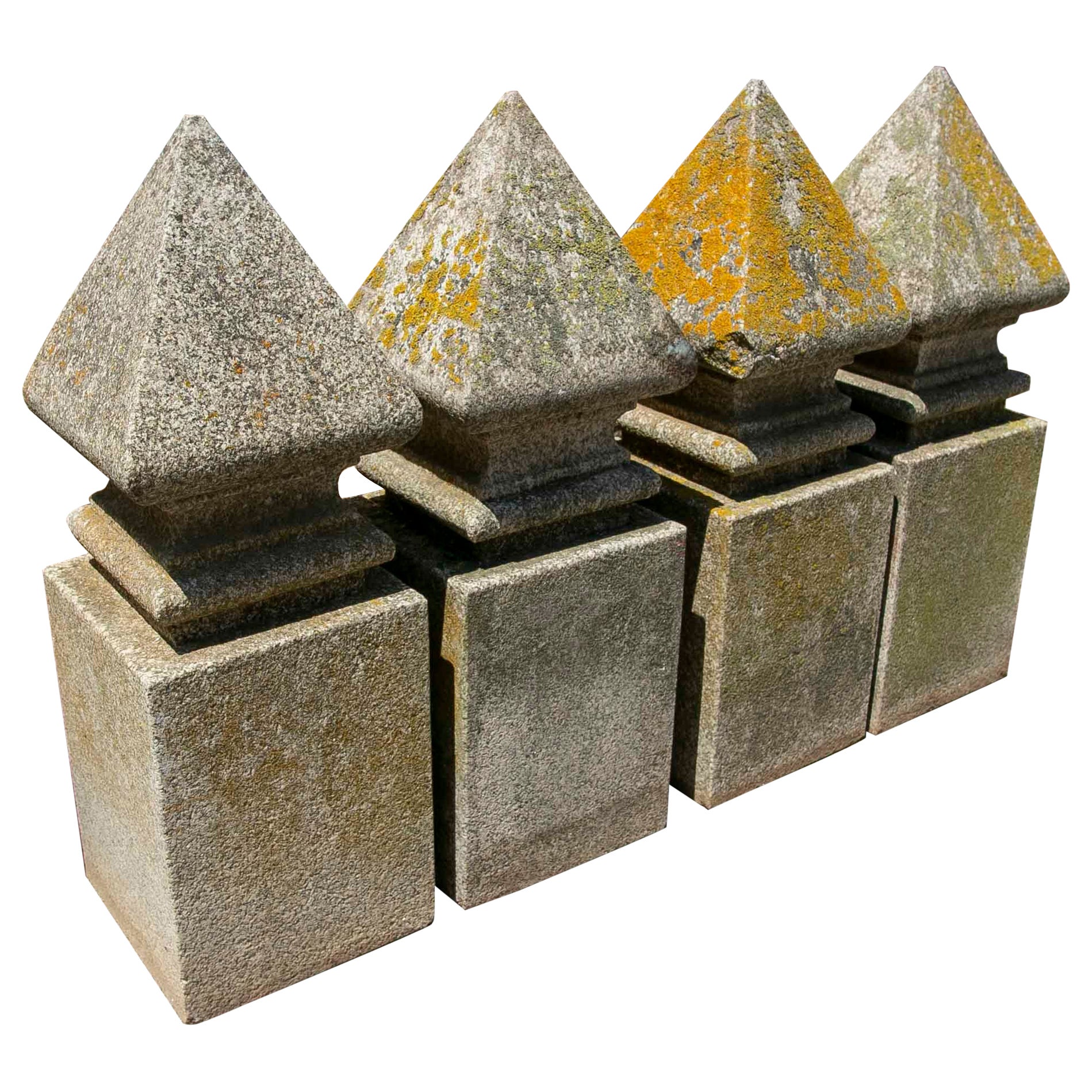 19th Century Set of Four Classical Granite Finials with Square Base