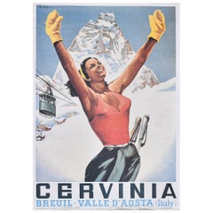 Italienisches Vintage-Poster von Cervinia