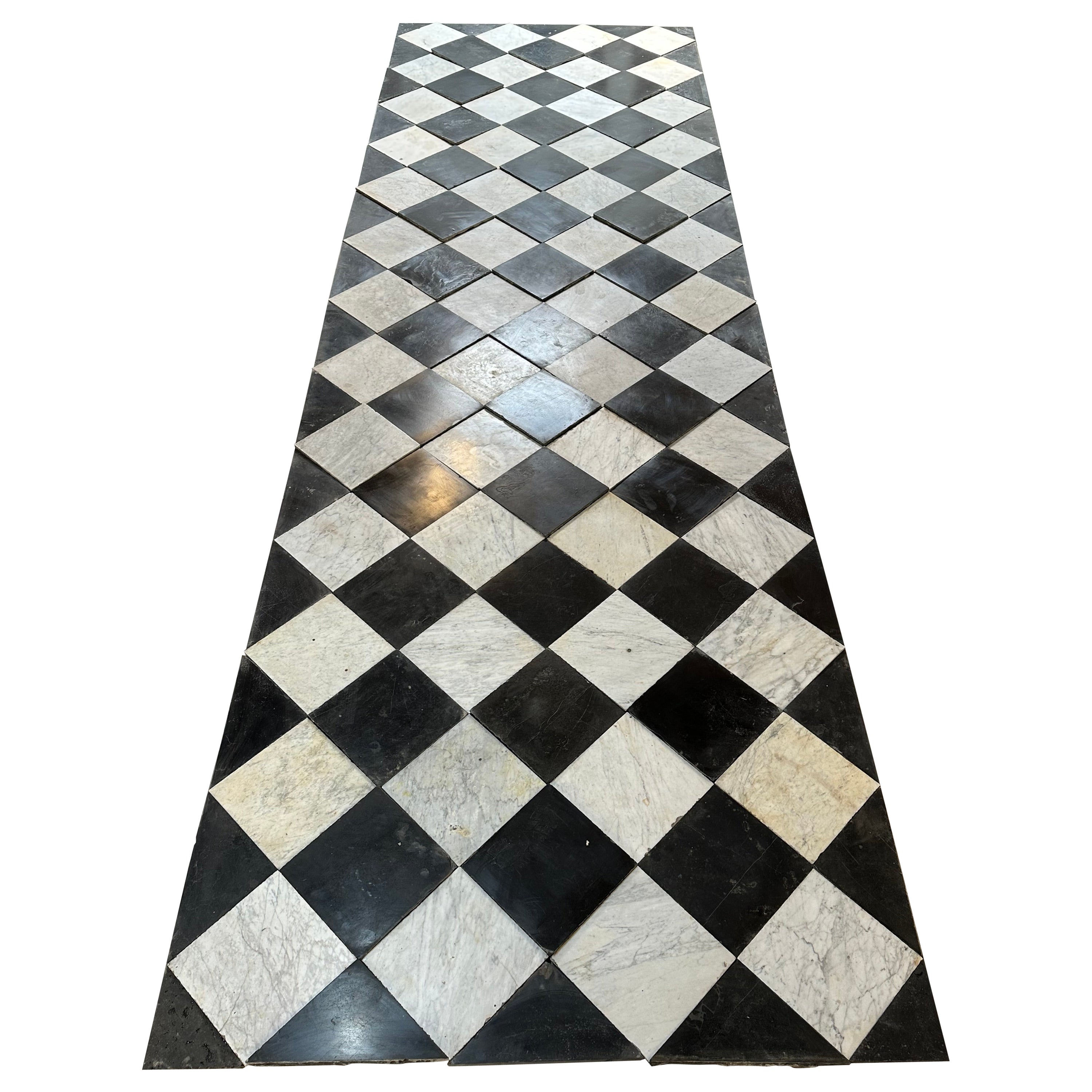 Antique Checkered Black an White Marble Tiles