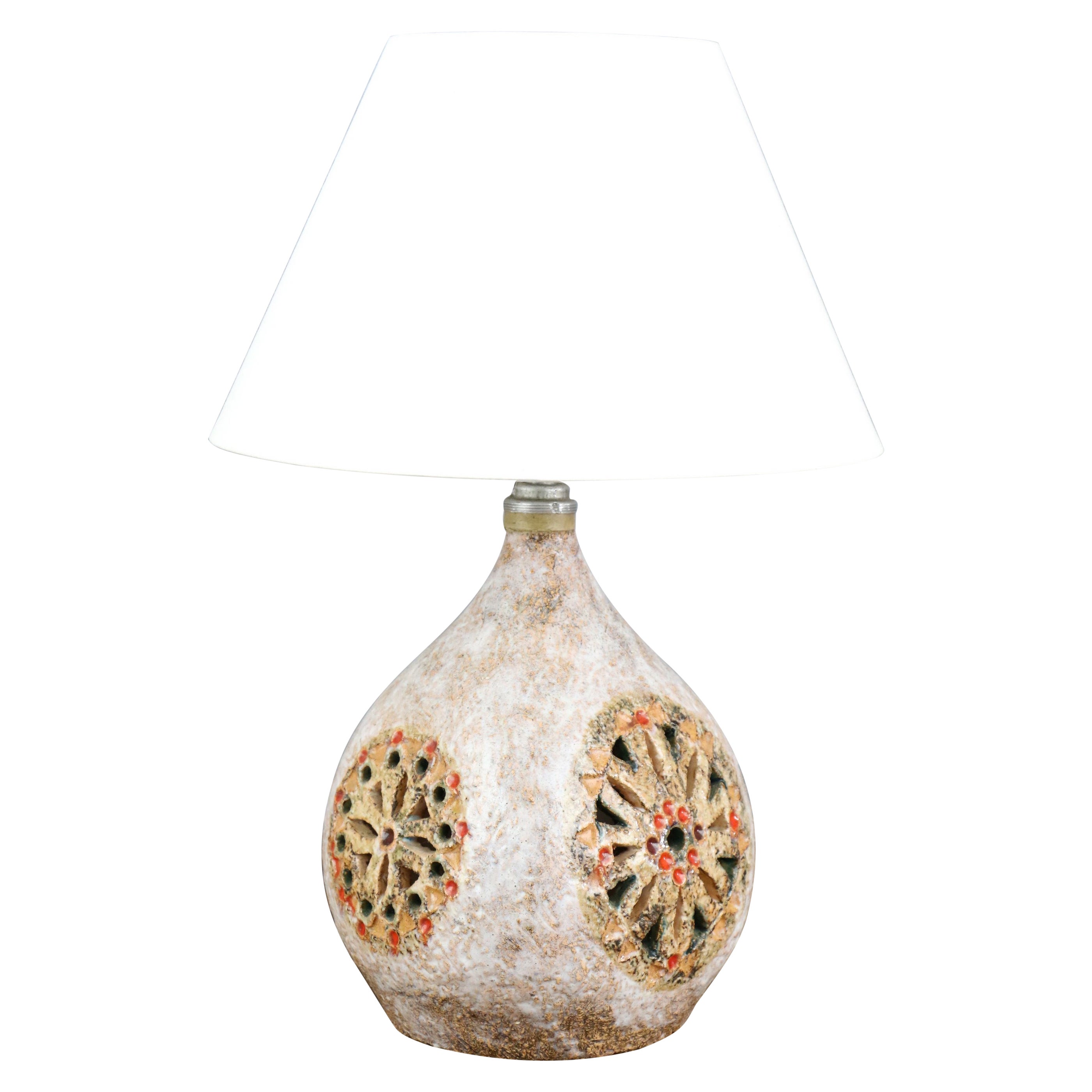 Lampe aus glasierter Keramik von Raphaël Giarusso, 1960, Ära Georges Pelletier