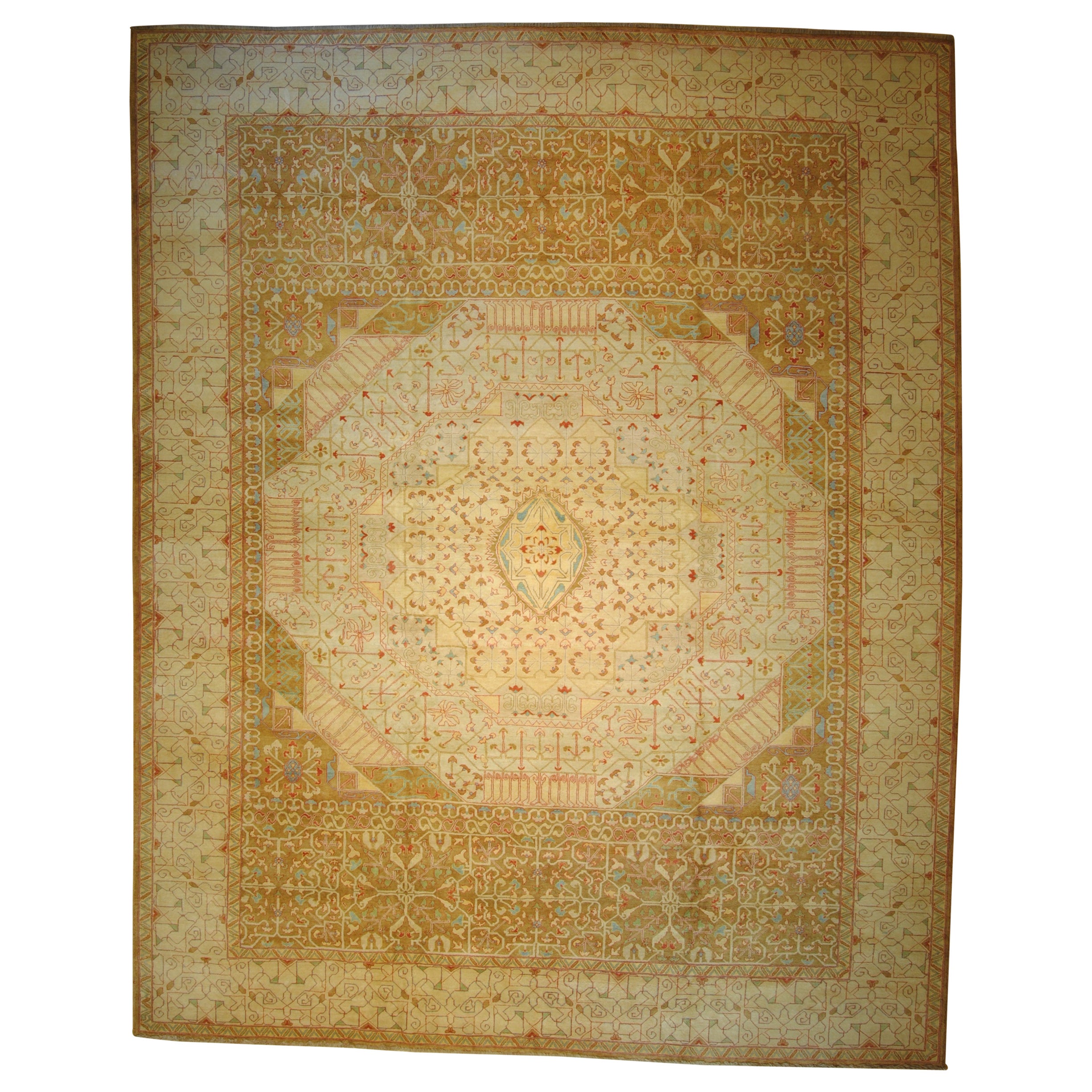 Carpet with the pattern of ancient Mamluk carpets and light shade For Sale