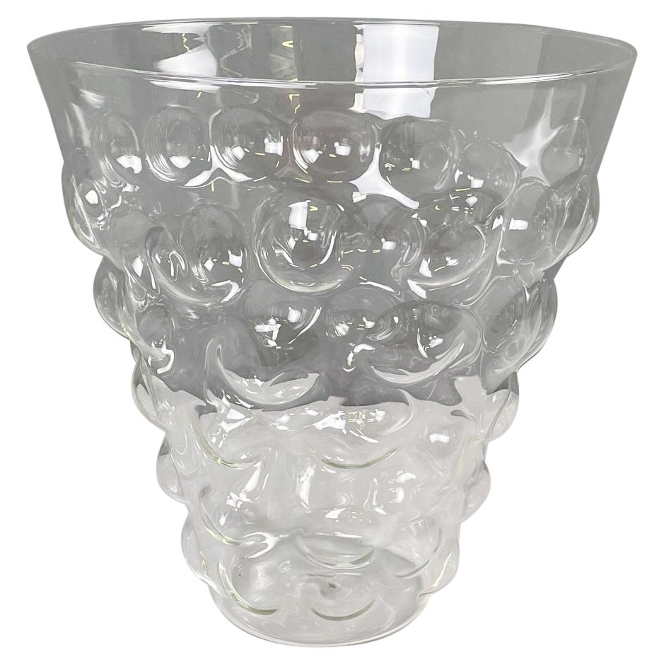 Italian modern Glass vase with glass bubble by Roberto Faccioli, 1990s For Sale
