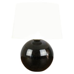 Jacques Adnet Spherical Table Lamp, Black Opaline Glass, France 1930