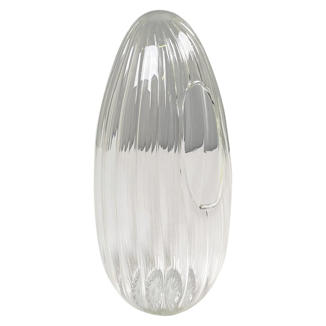 Italian modern Glass vase with round seed shape by Roberto Faccioli, 1990s For Sale