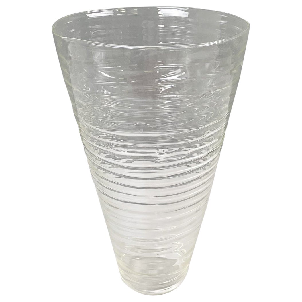 Italian modern Glass vase with round shape and spiral by Roberto Faccioli, 1990s For Sale