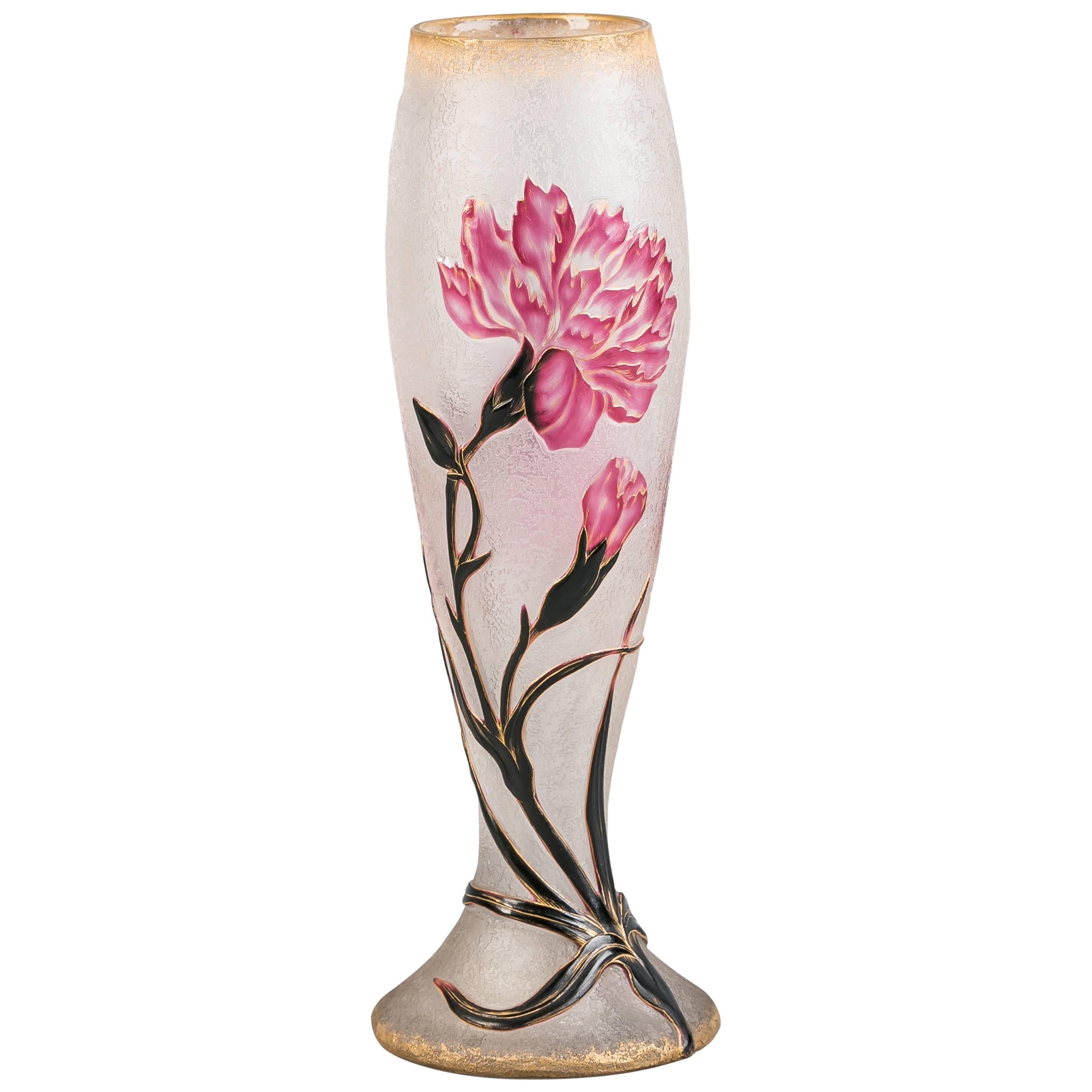 Daum Nancy Wheel Carved Cameo Glass Vase, circa 1910