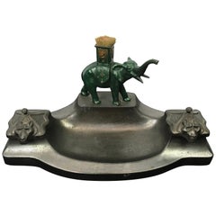 Vintage Inkwell with Elephant, 1930s