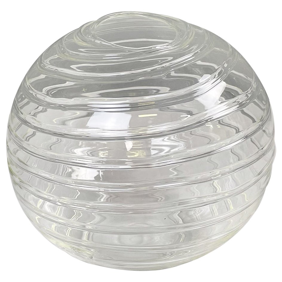 Italian modern Glass vase with round shape and spiral by Roberto Faccioli, 1990s For Sale