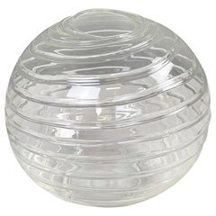 Vintage Italian modern Glass vase with round shape and spiral by Roberto Faccioli, 1990s