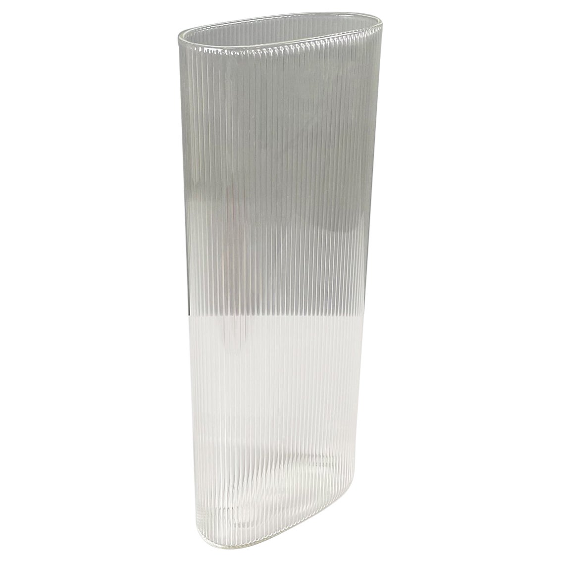 Italian modern Glass vase with oval shape by Roberto Faccioli, 1990s For Sale