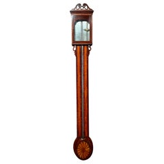 Antique Regency Mahogany Stick Barometer with Silvered Scale by "T. Cook, York"