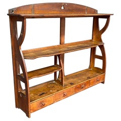 Art Nouveau shelf in stained beech circa 1900 opens with 3 drawers 