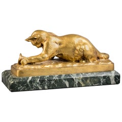 French Gilt Bronze Cat