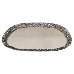 Italian Sold 800 Silver big Tray with Fruit Edge