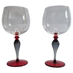 NasonMoretti Murano Set of Two Burgundy "Divini" Glasses, Italy, 2023