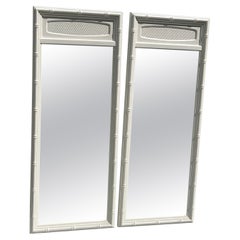 Pair of White Thomasville Faux Bamboo Mirrors