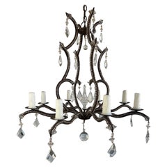 Wrought Iron Crystal Beaded Chandelier 
